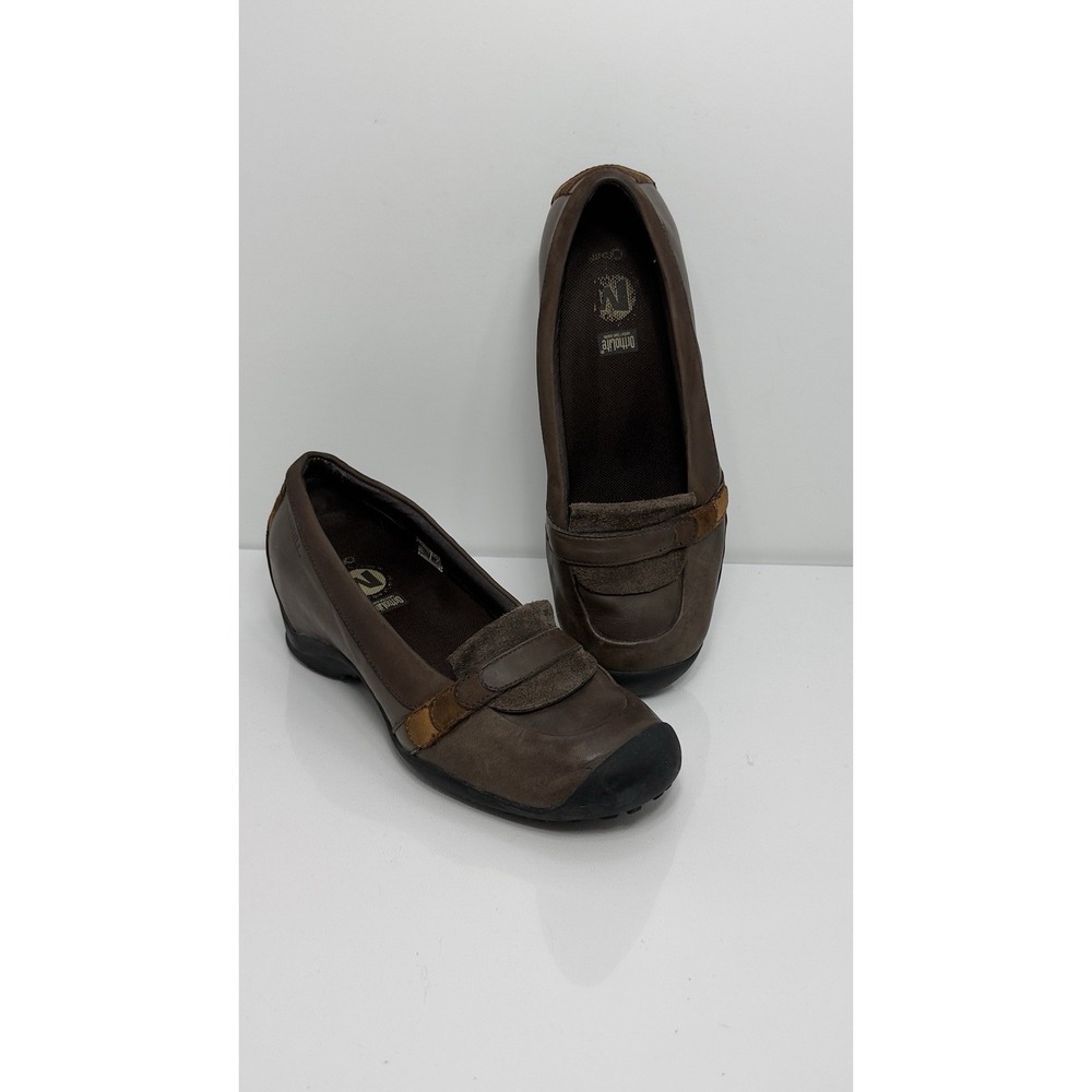 Merrell Q-Form Ortholite Brown Leather Loafers Women Sz 8 Comfort Slip Ons Y2K